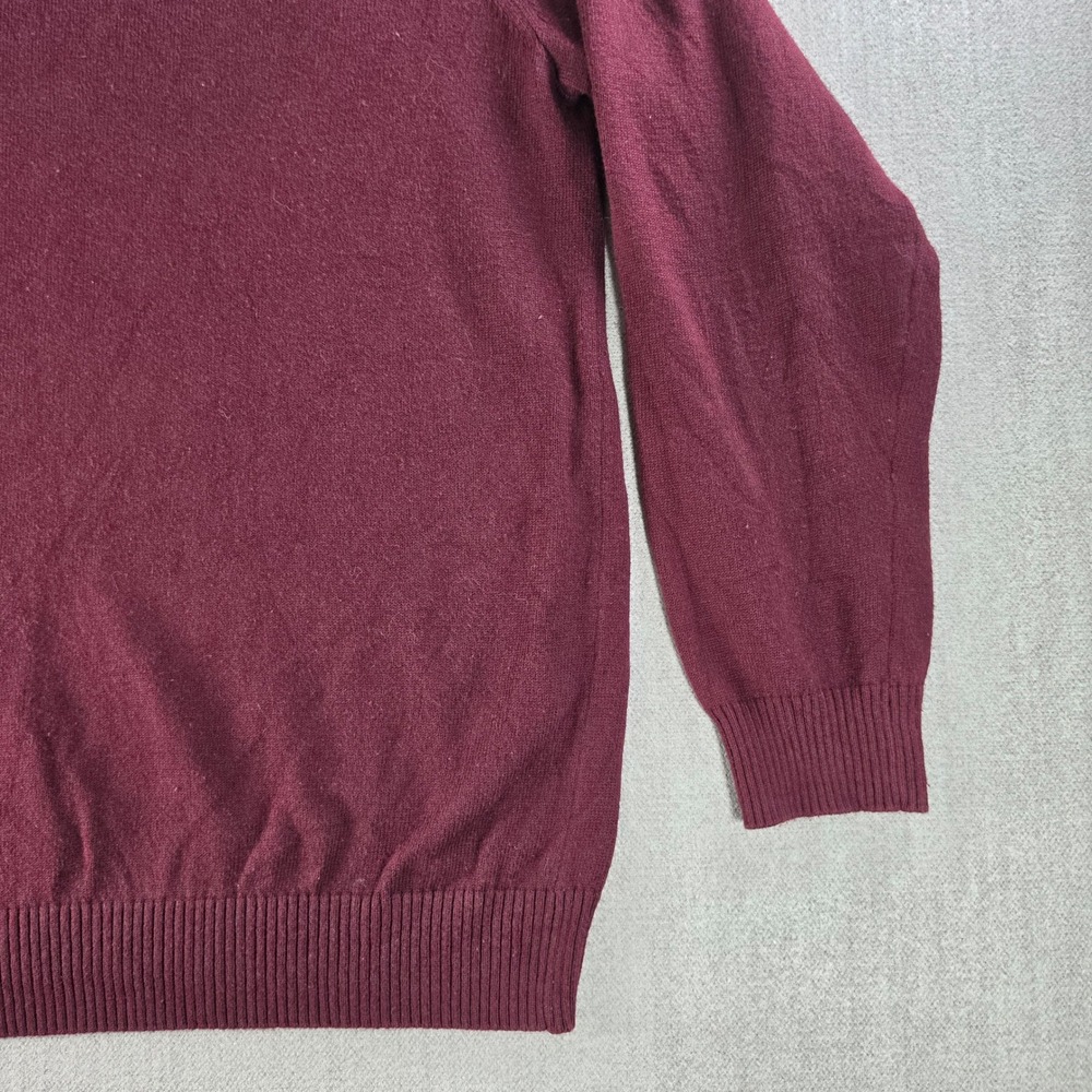 G.H. Bass & Co. Sweater Mens Medium Burgundy Crewneck Cotton Blend Faux Suede V - Picture 14 of 16
